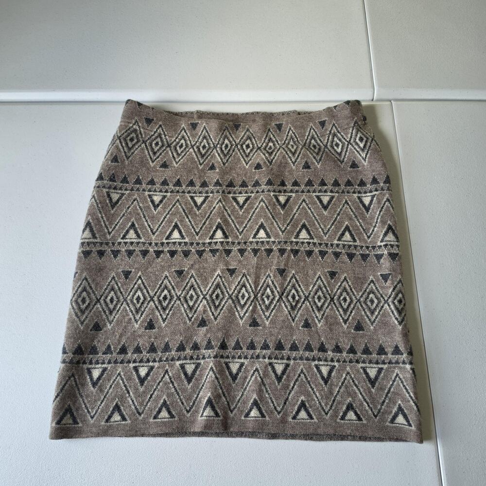 Toad&Co Skirt Womens Medium Brown Wool Diamond Sweater Knit Pencil Short Winter